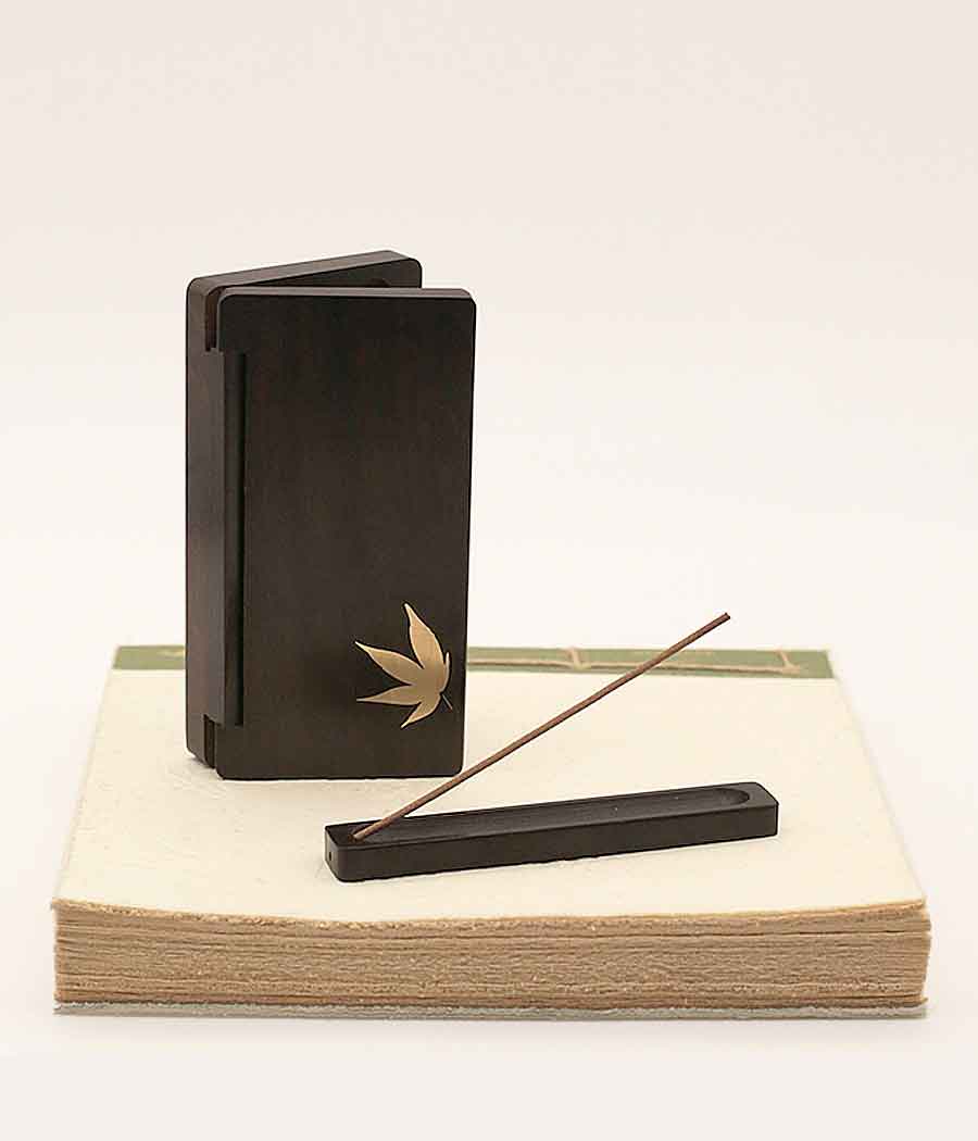 Portable Wood Incense Burner with Handmade bag and Incense Sticks