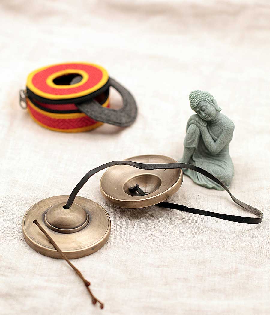 Handmade Tibetan traditional bronze tingsha chime with cases